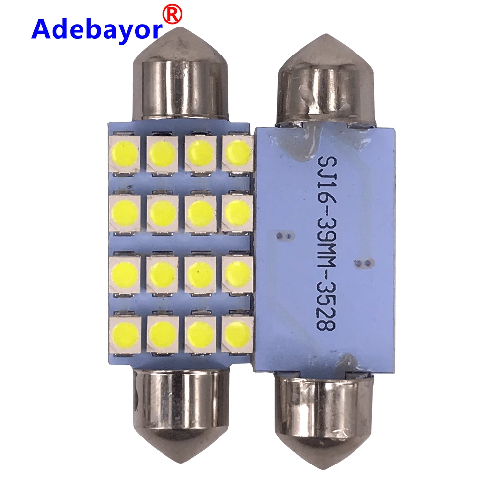 Adebayor 500pcs 31mm 36mm 39mm 41mm 3528 1210 SMD 16 LED Car Auto Festoon Dome Interior Map Lights Bulb Lamp for DC 12V | Автомобили и