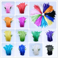 wholesale 100pcs 25 45cm natural dyed rooster tail feather carnival chicken feather plume for diy craftdress party decoration