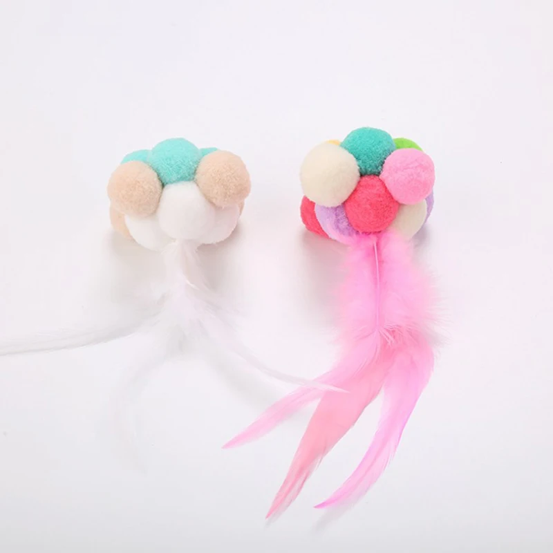 

Pet Cat Toy Colorful Handmade Bouncy Ball Kitten Toys Plush Bell Ball Mouse Toy Planet Ball Cat Toys Interactive Pet Supplies