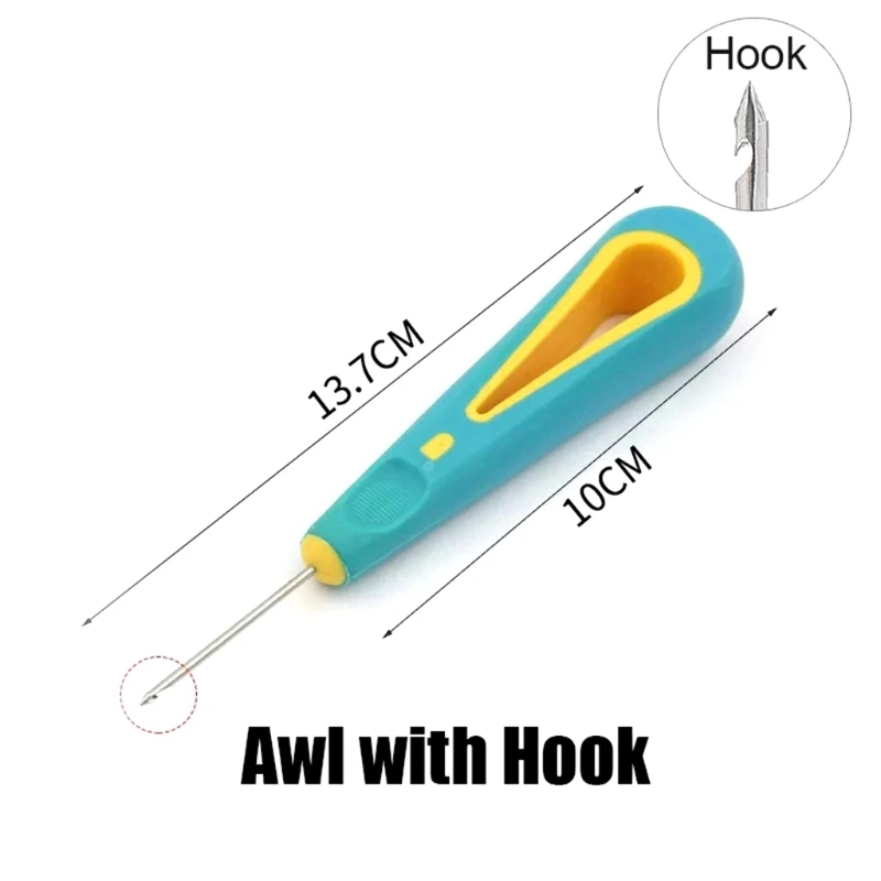 

M5TA Handhold Shoes Repairing Awl Leather Shoe Sewing Cobbler Tool DIY Craft Repair Hand Stitcher Straight Curved and Hole Hook