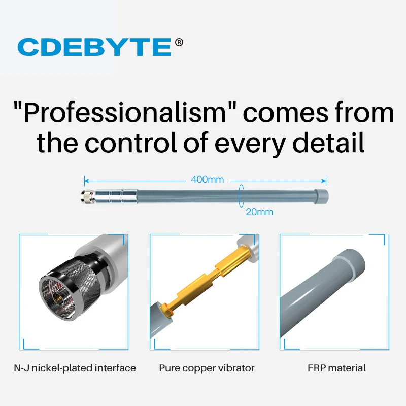 2.4GHz 5.8GHz Fiberglass Antenna 8/10dBi High Gain Long Range N-J Waterproof Strong Sealing for Outdoor CDEBYTE TXWF-BLG-40