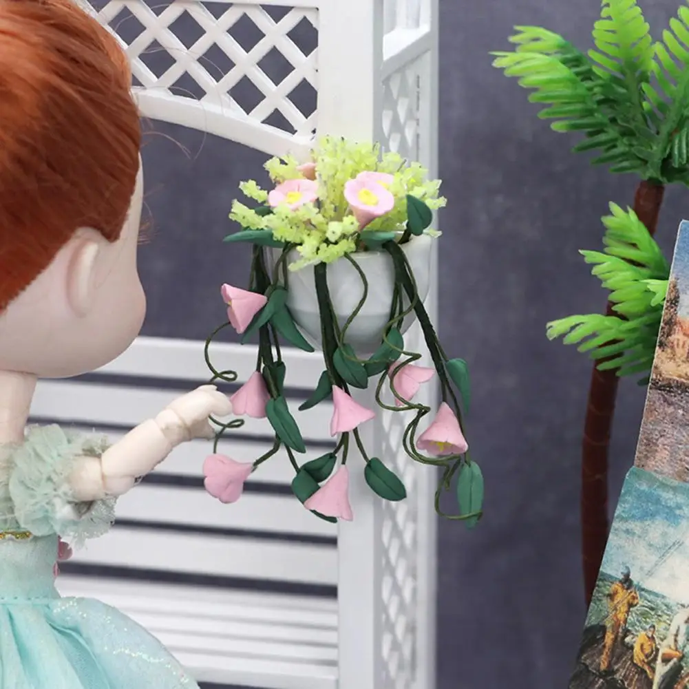 

Miniature Potted Plant Practical Portable Eye-catching for Bedroom Dollhouse Potted Plant Miniature Artificial Plant