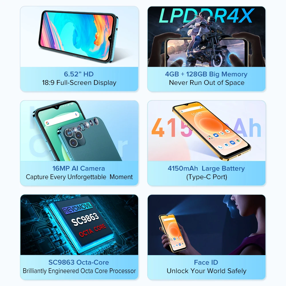 Смартфон Revomovil X12/S21 4 Гб + 128 ГБ сотовый телефон android камера 16 Мп с двойной батареей