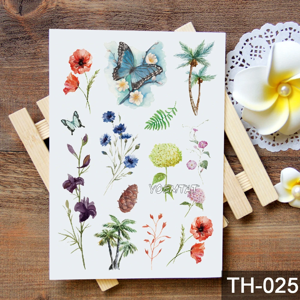 Waterproof Temporary Tattoo Sticker Leaves Flowers Kids Cute Tatoo Arm Neck Sexy Body Art Fake slut Tatto Women Men | Красота и