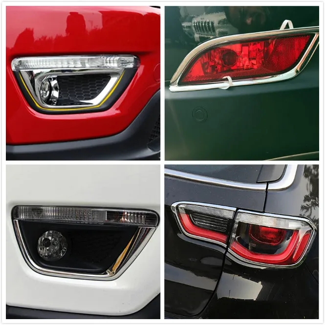 

Для Jeep Compass 2017-2021 хромированный передний задний противотуманный задний светильник онарь рамка лампы Крышка отделка наклейка стайлинга авто...