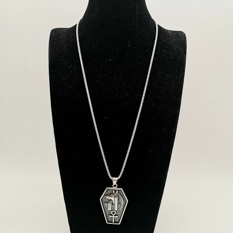 316L Stainless Steel Hip Hop Antique Silver Color Antient Egypitian Anubis Cross Shield Pendant Necklace Men | Украшения и