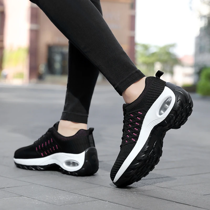 Damyuan Flats Shoes Women Soft Zapatos De Mujer Casual Breathable Loafers Ladies Air Cushion Black Sneakers Female Platform