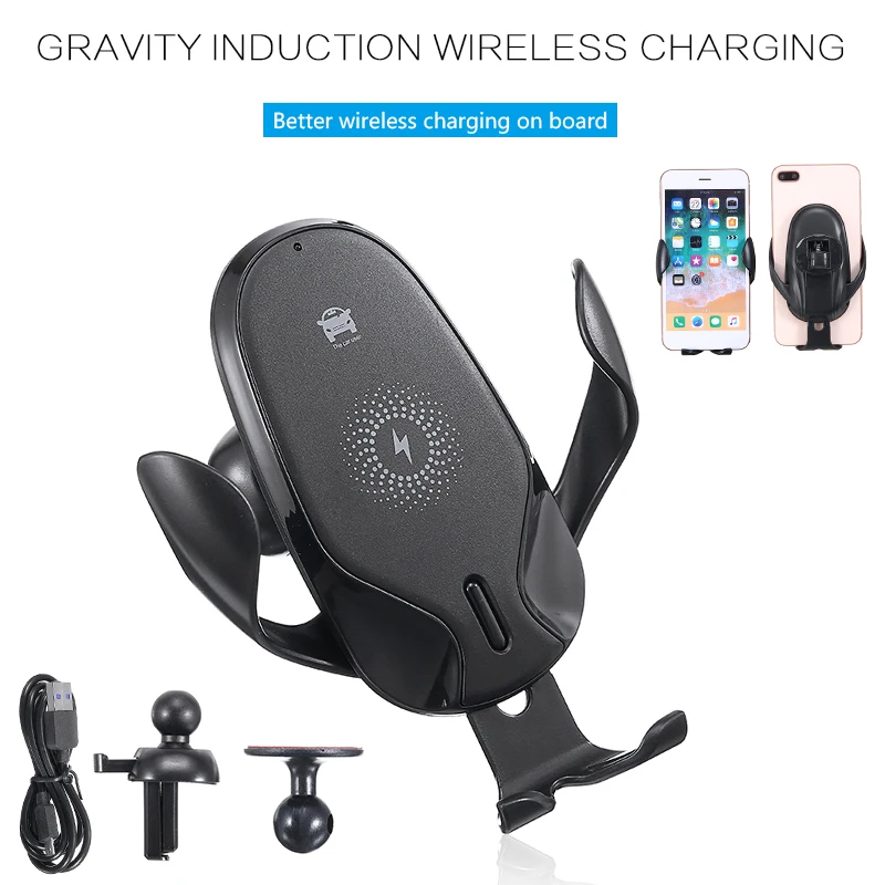 Quick QI Wireless Car Charger Mount Gravity Clamping Gravity Sensor Qi Fast Wireless Car Phone Charger For SmartPhone 15W