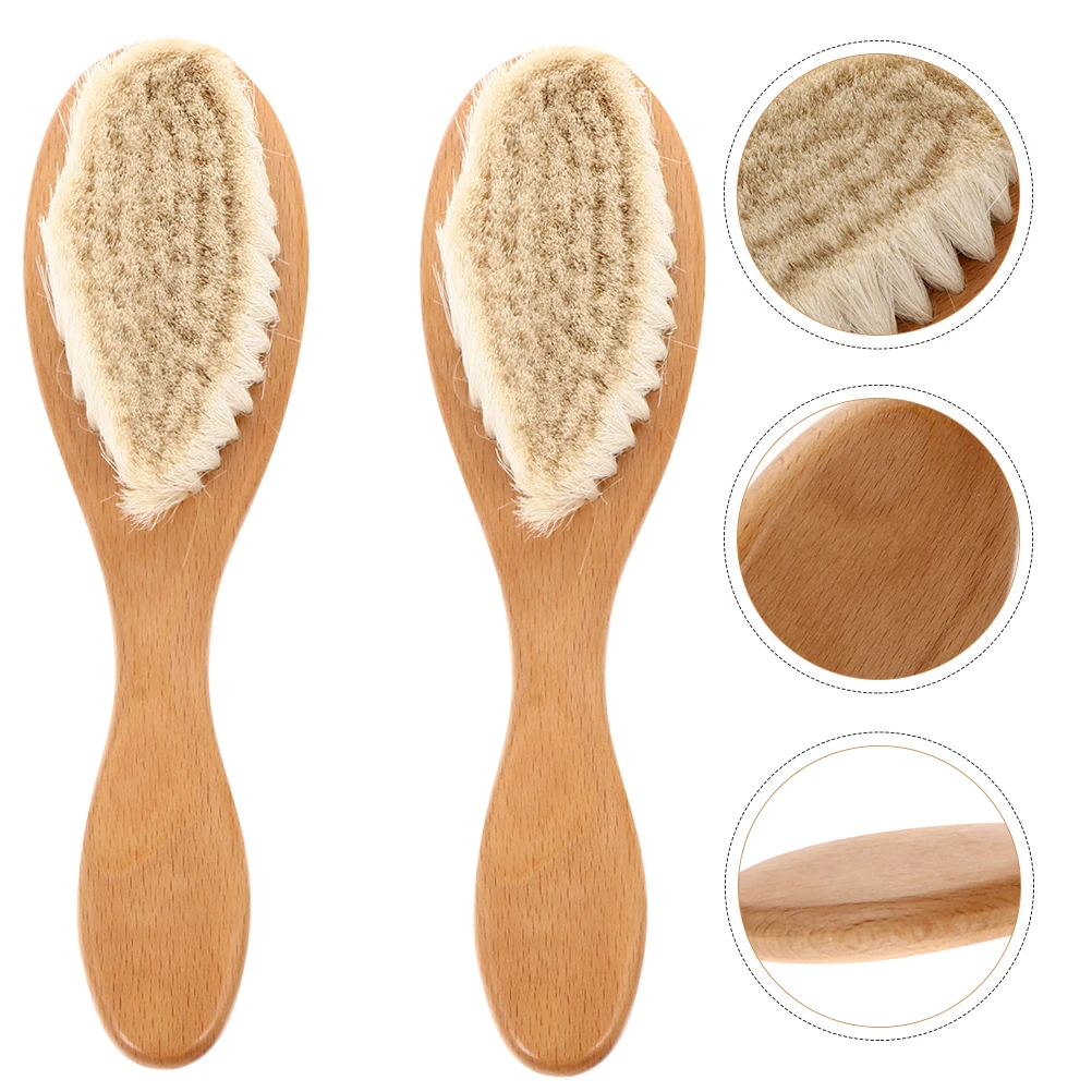 

2 PCS Hair Brush Wooden Handle Children Infant Grooming Comb Hair Comb Bathing Brush