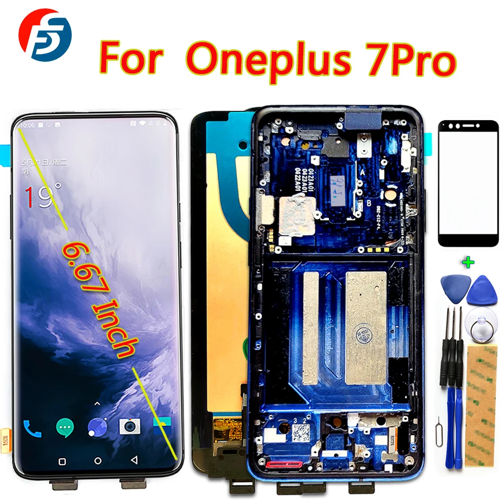 

ЖК-дисплей Fansu AMOLED для Oneplus 7 Pro, сенсорный экран 6,67 дюйма, дигитайзер в сборе Oneplus 7Pro, бесплатные инструменты и стеклянная пленка