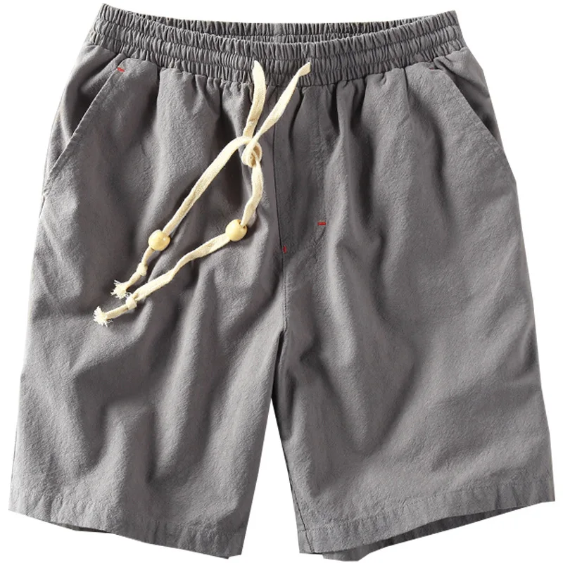 

Jingshui Men Summer Chic Japan Style Elastic Waist 6xl Plus Size Casual Solid Color Breathable Healthy High Quality Linen Shorts
