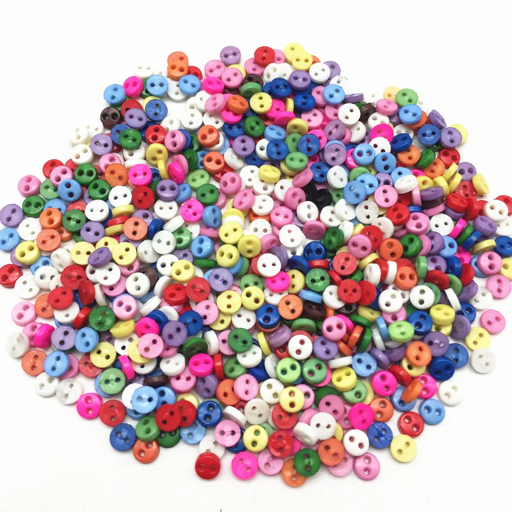 

1000pcs Bright Mixed Plastic 4mm Tiny Sewing Buttons Round 2 Holes Doll Clothing Button Embellishments DIY Crafts