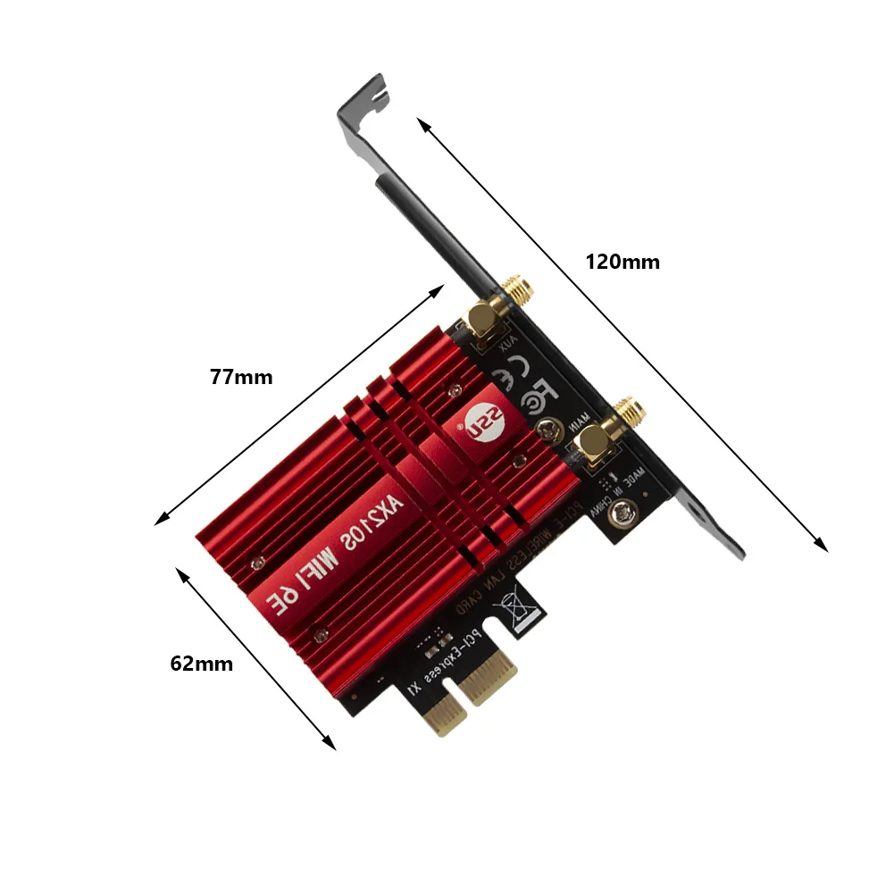 

SU-AX210S Dual Band Gigabit PCI-E 1X Wireless Network Card WiFi 6E Receiver Adapter 6GHz 2400Mbps PCl-E X1 X4 X8 X16
