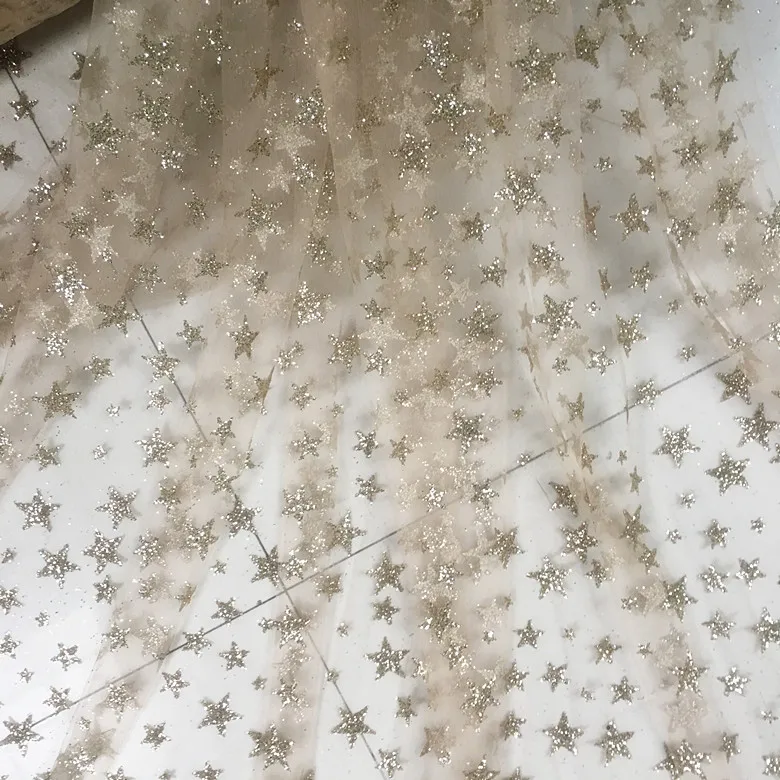 

Wholesale Gold Glitter lace Fabric Wholesale Sequins tulle lace for Wedding Dress 5 Yards /Lot