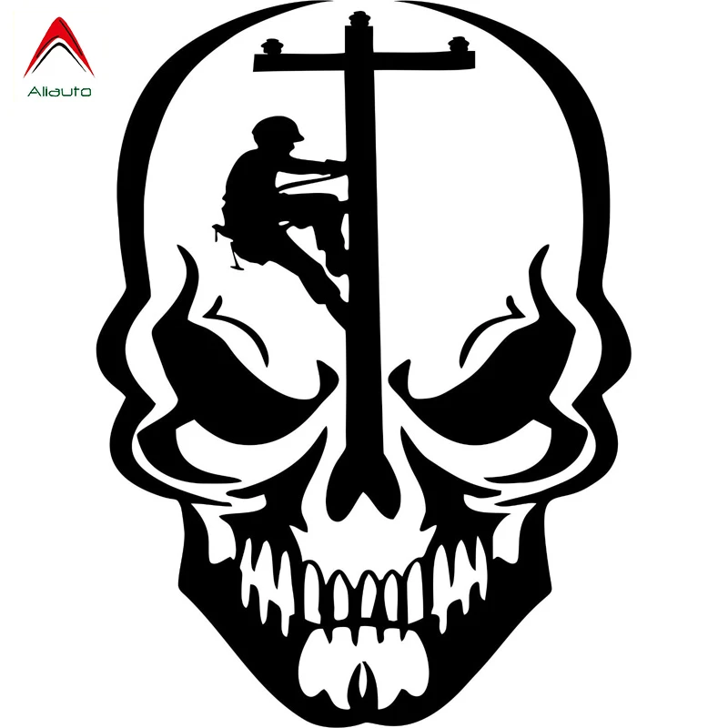 

Виниловая наклейка на автомобиль, 13 Х9 см, Aliauto, череп, линейный, электрик