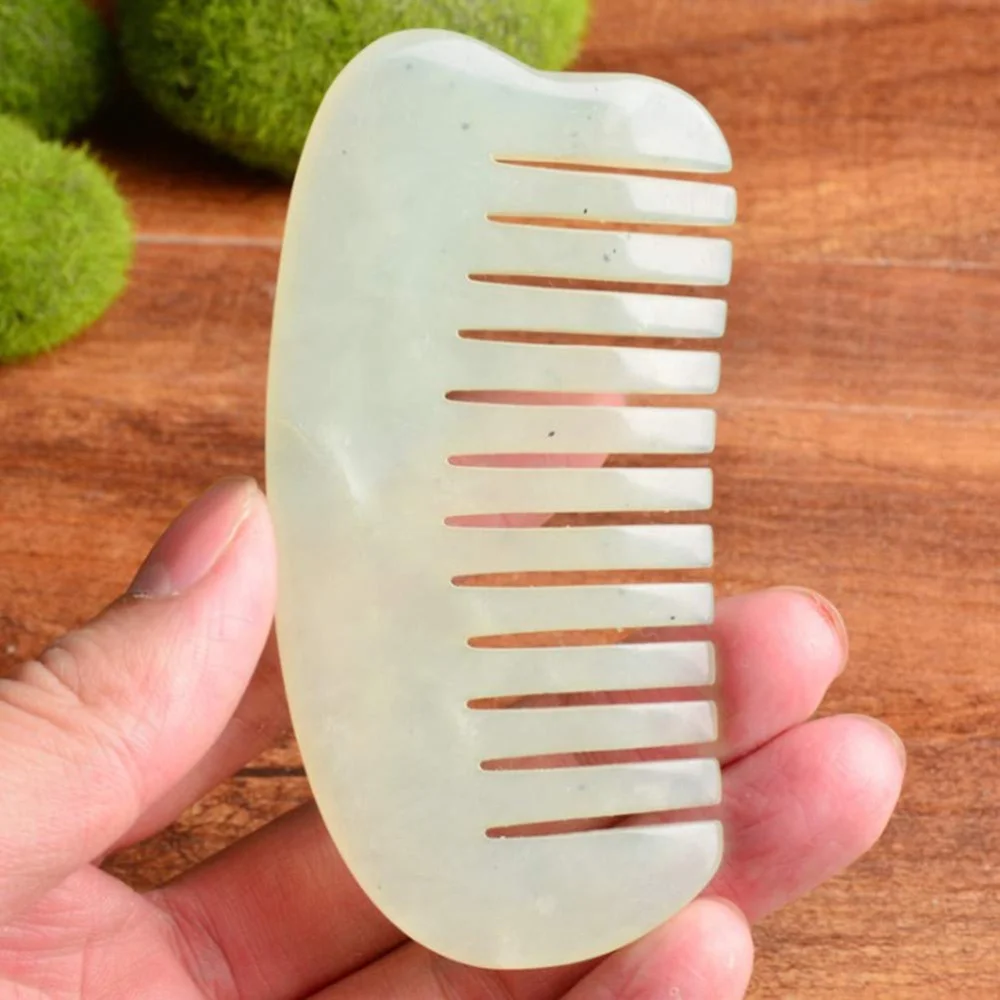 

1pc Natural Jade Comb Head Comb Scrapping Comb Beauty Care Comb Hair Detangling Comb for Male Female