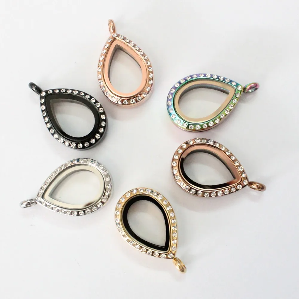 Плавающий медальон с каплями воды Стразы из нержавеющей стали живая память