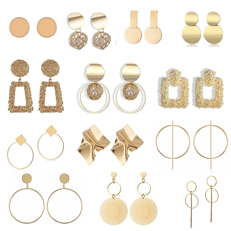 2019 модные крупные серьги большие геометрические для женщин Подвесные