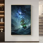 Картина на холсте, пиратский парусный корабль, настенный плакат с морскими волнами, печать, Настенная картина для гостиной, домашнего декора отеля, Куадрос