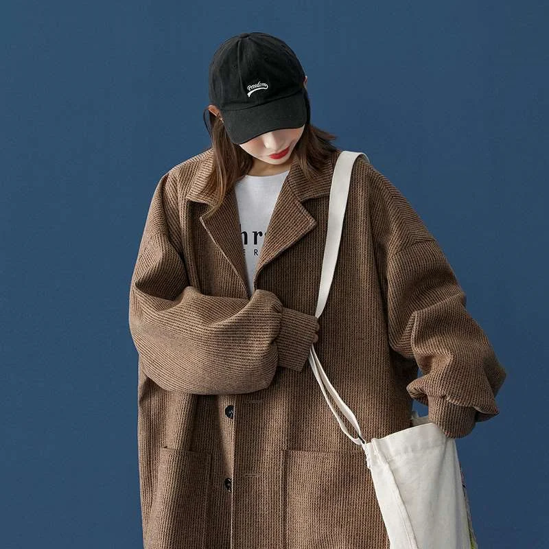 Женское шерстяное пальто Повседневная ветровка средней длины весна-осень -