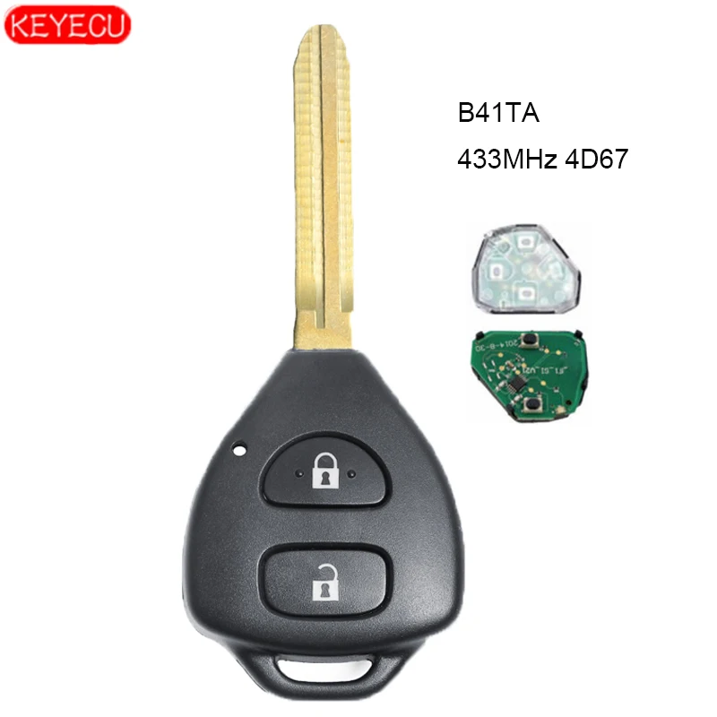 

KEYECU Remote Key Fob 2 Button 433MHz 4D67 Chip for Hilux (2005 - 2008) Fortuner (2005 - 2011) 4Runner (2003 - 2009) B41TA