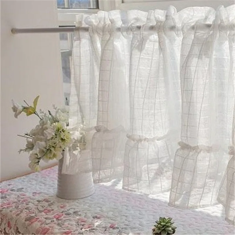 1 шт. белая короткая занавеска из вуали сетчатая кухонная прозрачная