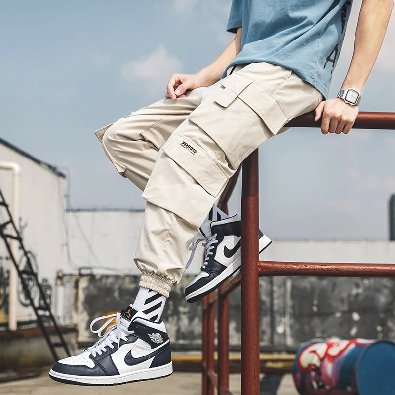 

Streetwear Harem Pants Men 2021 Spring Mens Joggers Summer Cargo Pants Multi-pocket Ankle-length Casual Man Trousers