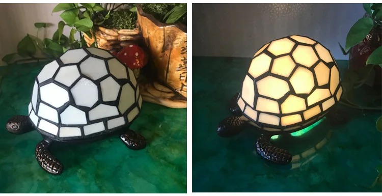 Ретро черепаха настольная лампа Спальня прикроватная цветное Стекло Ночной