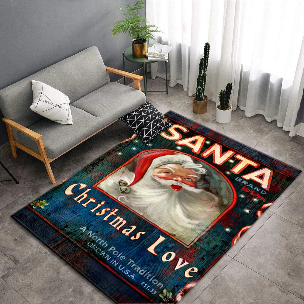 

Merry Christmas Home Decor Carpets Soft Flannel Anti-Slip Parlor Floor Area Rugs Kid Playing Mat Bedroom Living Room Rug Carpet