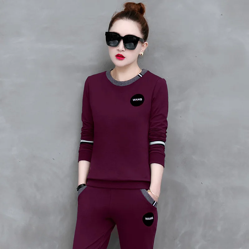 2019 Новое поступление женские модные костюмы пуловер с длинными рукавами и
