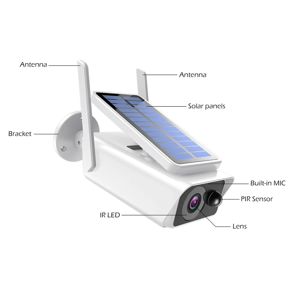 

T13 1080P HD Solar Camera Wifi IP Camera PTZ IR Alarm Night Vision Surveillance Outdoor Security Camera Wifi Wireless Solar