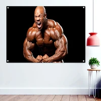 bodybuilder big muscle wallpapers flags wall art gym decor fitness workout inspirational poster banners canvas hang paintings