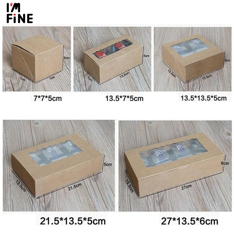 50 шт. крафт бумага для кексов с окошком из ПВХ подарочная картонная бумажная