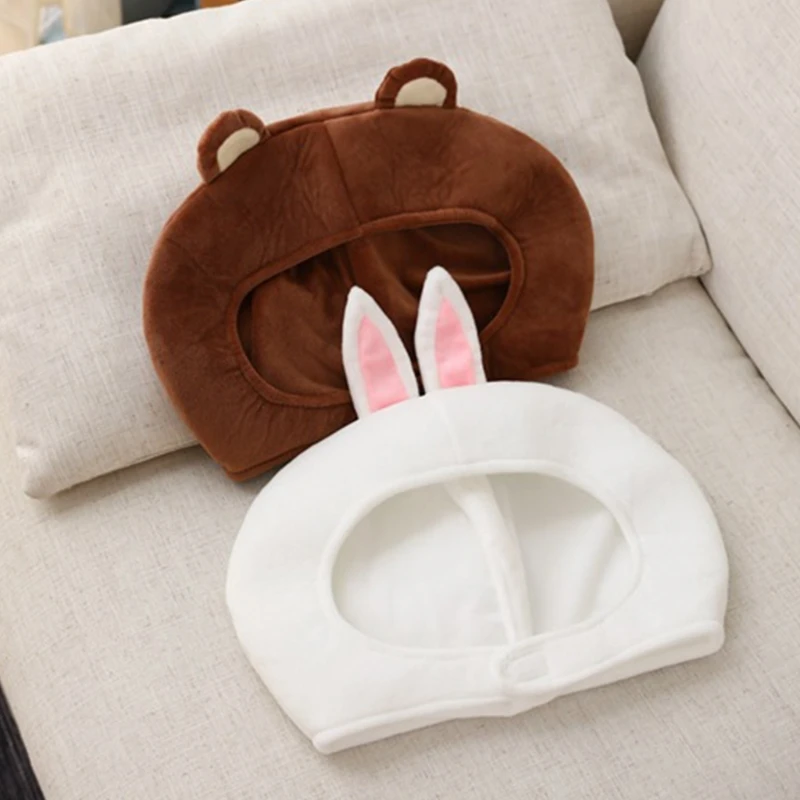 

Lovely Cartoon Rabbit Bear Plush Hat Cute 3D Animal Ears Stuffed Toy Headgear Warm Earflap Cap Holiday Party Photo Props