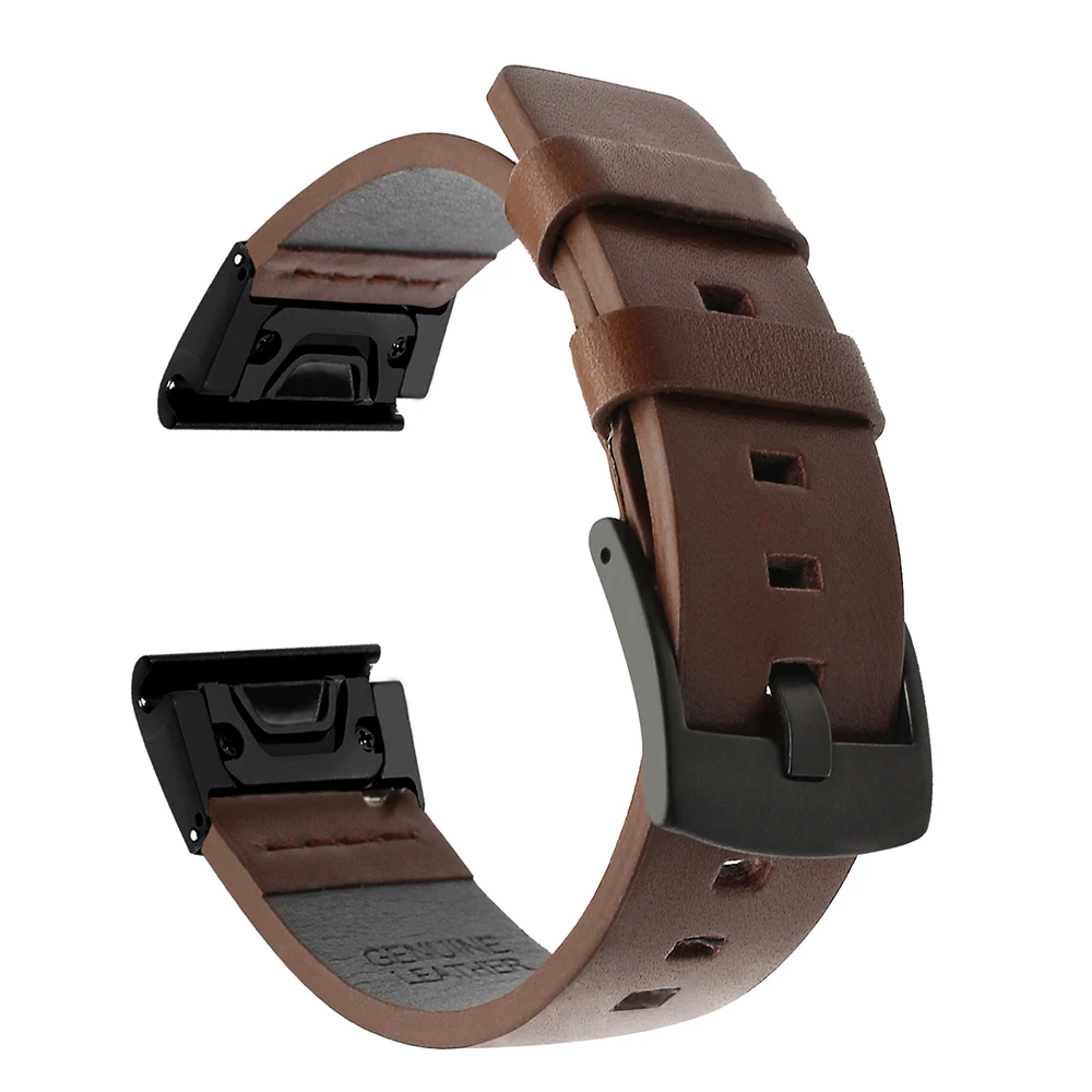 Quick Fit Genuine Leather Watchband 22/26mm for Garmin Fenix 6x 5X Plus 3 3HR 5 6 Forerunner 935 945 Watch Band Wristband Strap | Наручные
