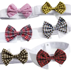 Галстук-бабочка для кошек и собак, свадебные аксессуары, красивый воротник-бабочка из чистого хлопка, праздничное украшение для ухода за собаками на Рождество