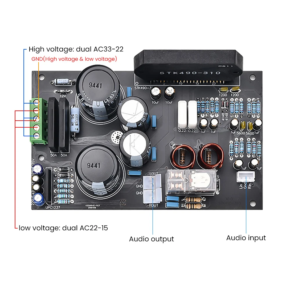 Усилитель мощности AIYIMA STK490-310 аудиоплата класса H Hi-Fi стереоусилители звуковой