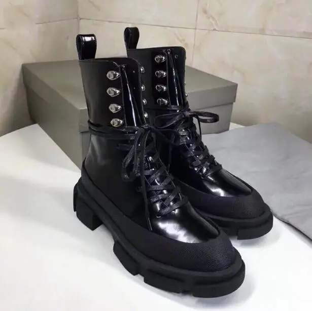 Murah 2019 Gaya Baru Hitam Buty Damskie Wanita Musim Gugur Dan Musim Dingin Martin Boots Wanita Gaya Inggris Modis Tebal Sole Sepatu