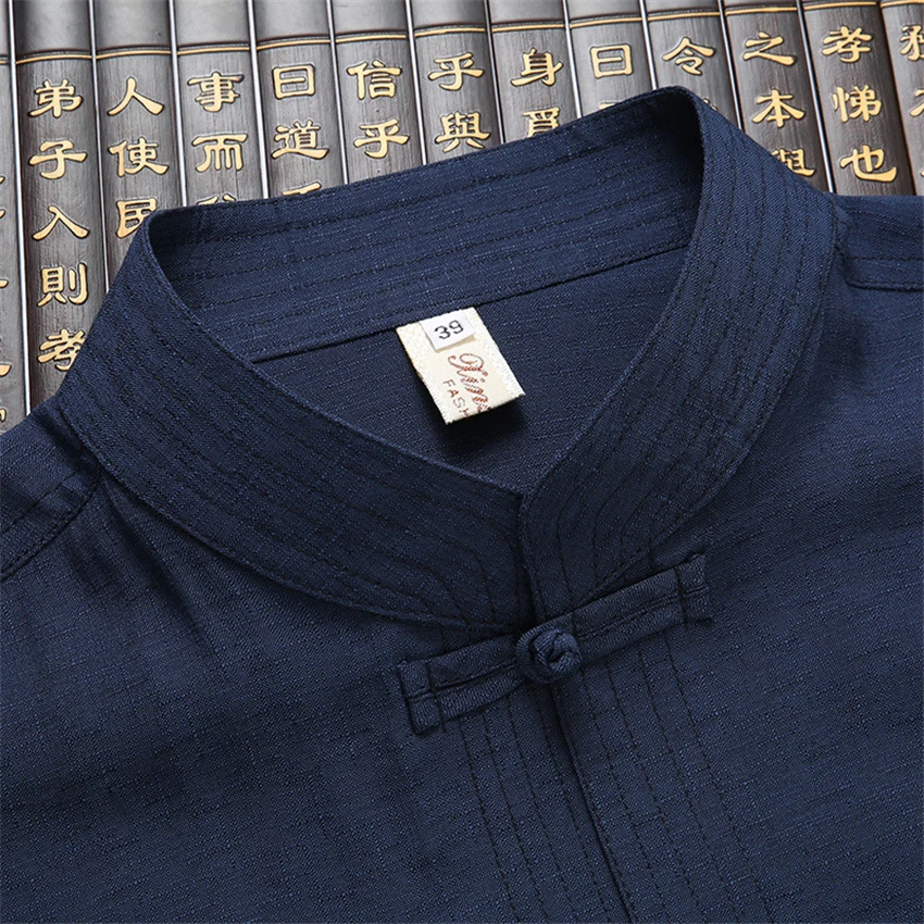 Традиционная китайская одежда для мужчин летняя блуза с коротким рукавом