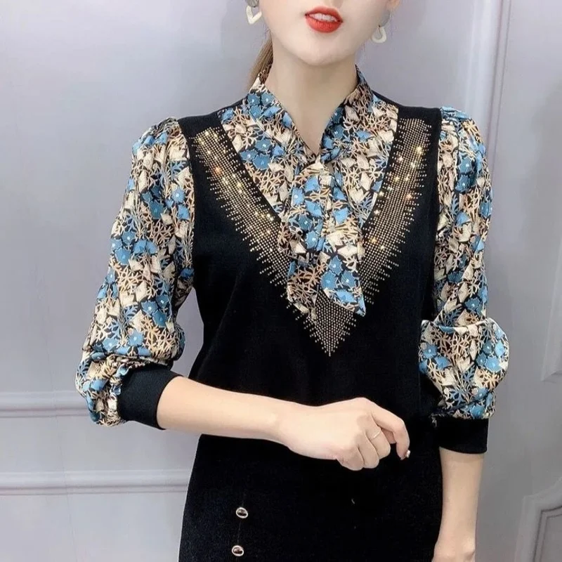 

Office Ladies Long Sleeve Loose Casual T-shirt 2021 Spring Autumn New Large Size Middle-aged Mother Bottom Shirt Women Top Y758