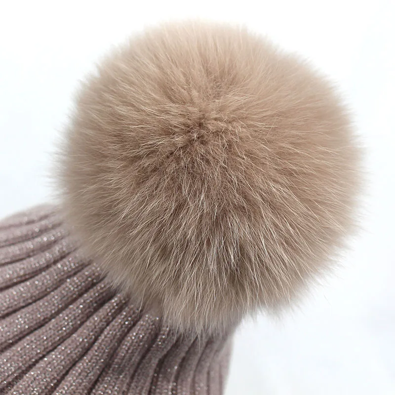 Зимние вязаные шапки ditonly для девочек Женская шерстяная шапка с помпоном из