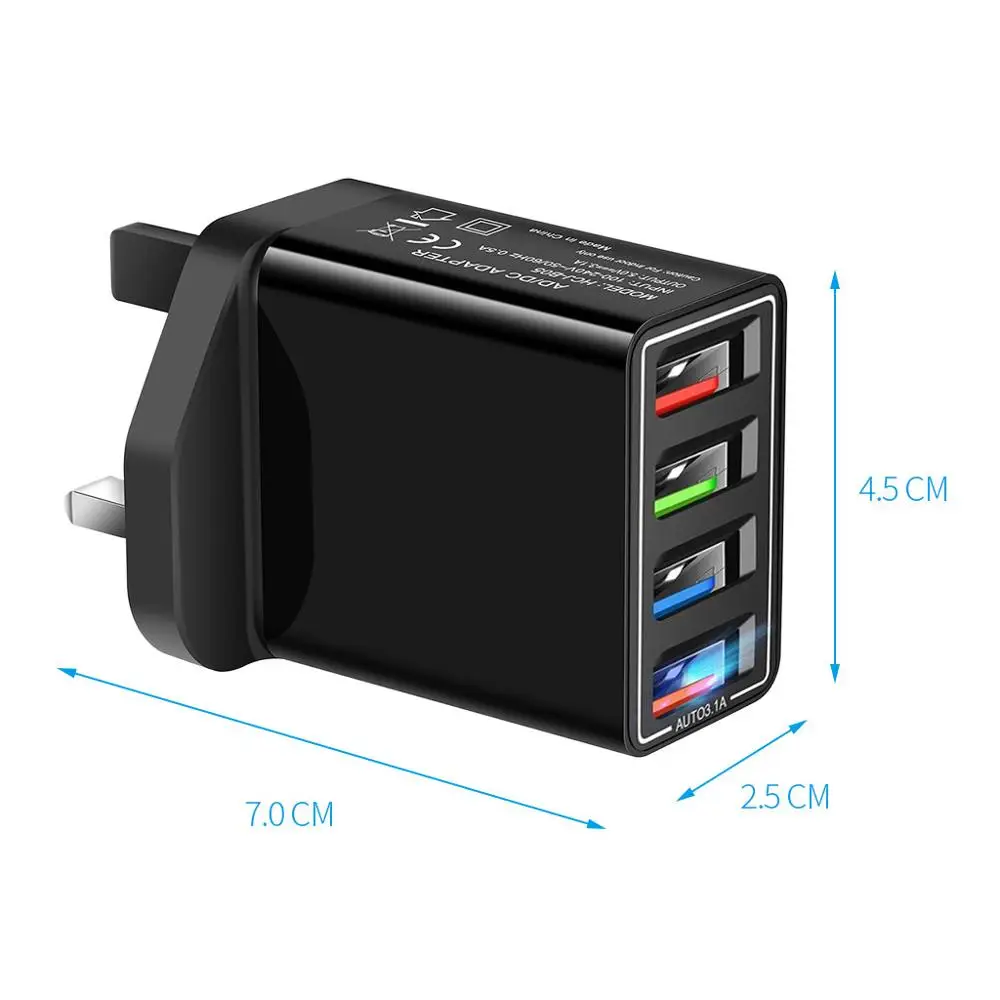 4 порта Быстрая быстрая зарядка QC 3 0 usb-хаб настенное зарядное устройство 3.1A