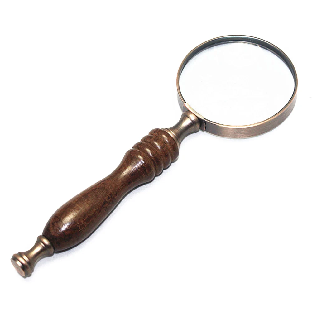 

70mm 10X Portable Books Hobby Wood Handle For Reading Magnifying Glass Map Handheld Antique Inspection Handcraft Magnifier Elder