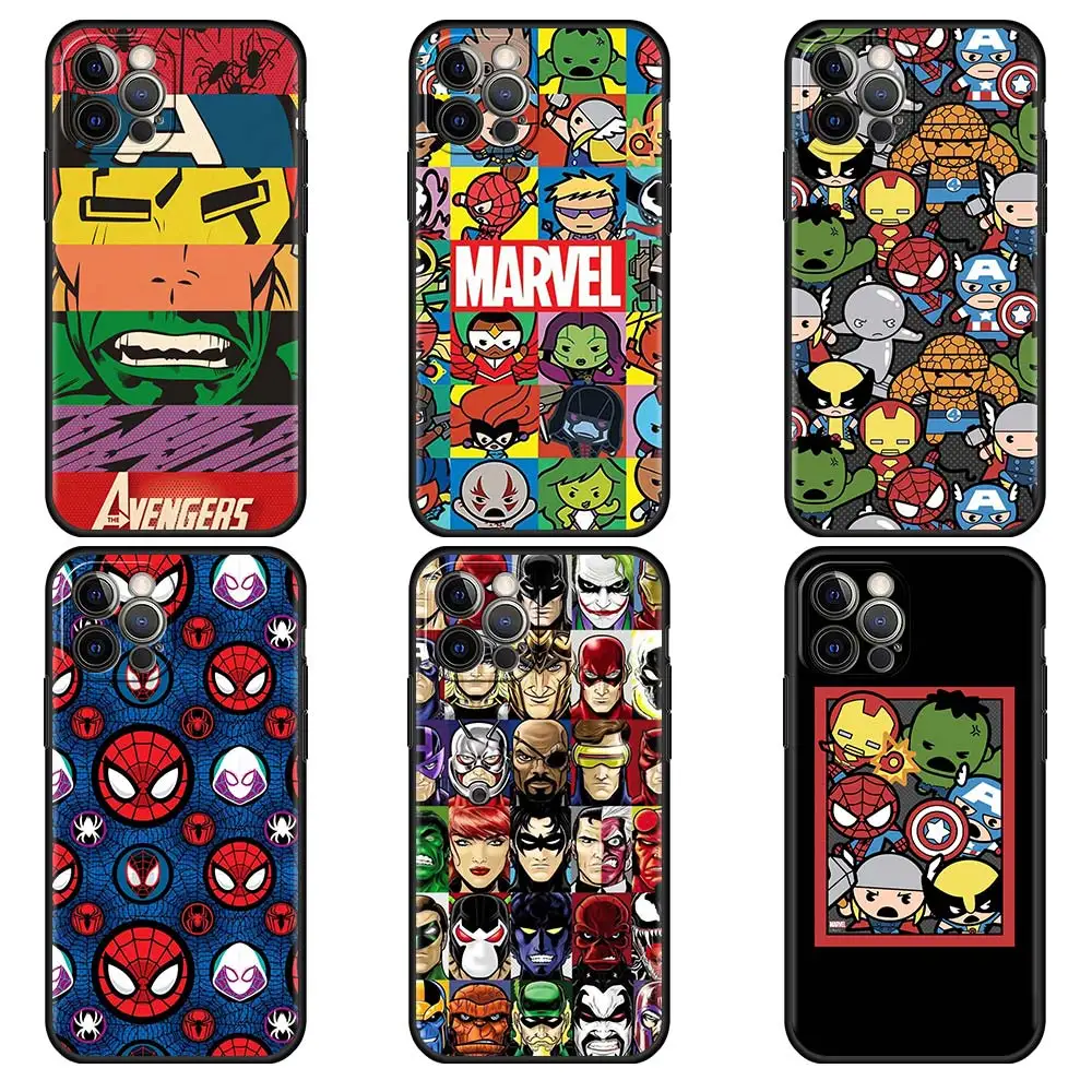 

Mobile Phone Capa for Apple iPhone 13 Pro Max 11 12Pro 7 8 Plus SE Black Case XR X XS 6S Protective Cover Marvel Anime Superhero
