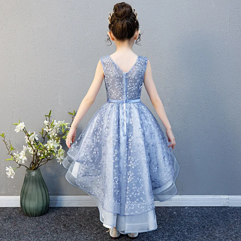 Bule Flower Girl Dresses for Weddings It's Yiiya B048 Elegant High Low Length Kids First Communion Dress Girs Pageant Gowns | Свадьбы и