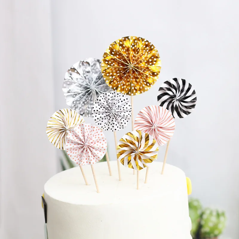 4 шт./лот мини-бумажный веер для торта декорация кексов флаги свадьбы детский день