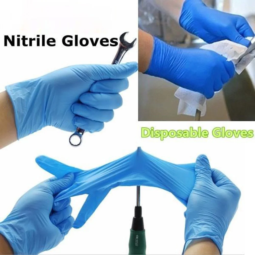 Одноразовые перчатки из латекса цвет черный/синий защитные рабочие митенки для