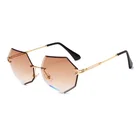 Солнцезащитные очки кошачий глаз женские, роскошные брендовые Дизайнерские Модные металлические солнечные очки без оправы с защитой UV400
