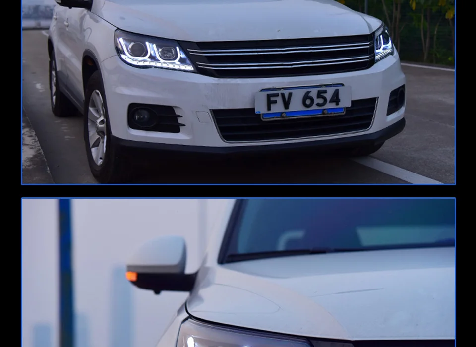 Head Lamp For Car VW Tiguan 2009-2012 Headlights Fog Lights Daytime Running Lights DRL H7 LED Bi Xenon Bulb Car Accessories