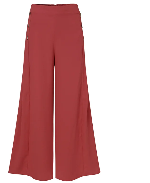 

2021 summer fashion new women's button elastic high waist wide leg pants woman pants